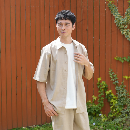 NOBIRUNOストレッチ半袖シャツ(リネンライク)