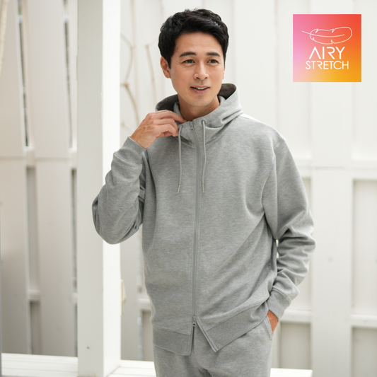 【AIRY】ストレッチ スウェット ジップパーカー
