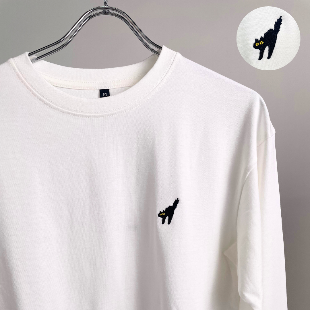 MEN 綿100%長袖刺繍Tシャツ