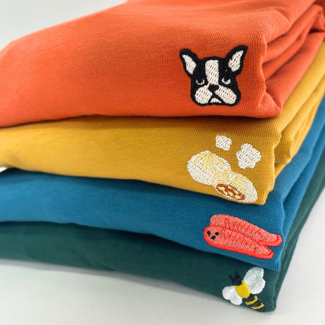 MEN 綿100%長袖刺繍Tシャツ