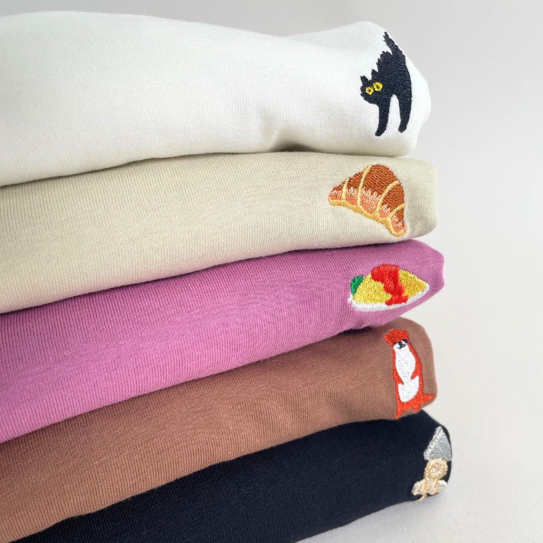 MEN 綿100%長袖刺繍Tシャツ