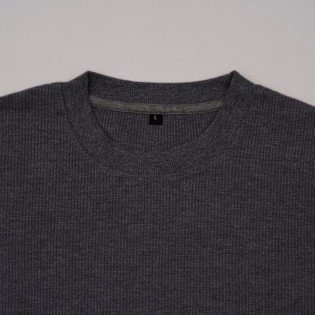 ワッフルクルーネック長袖Tシャツ