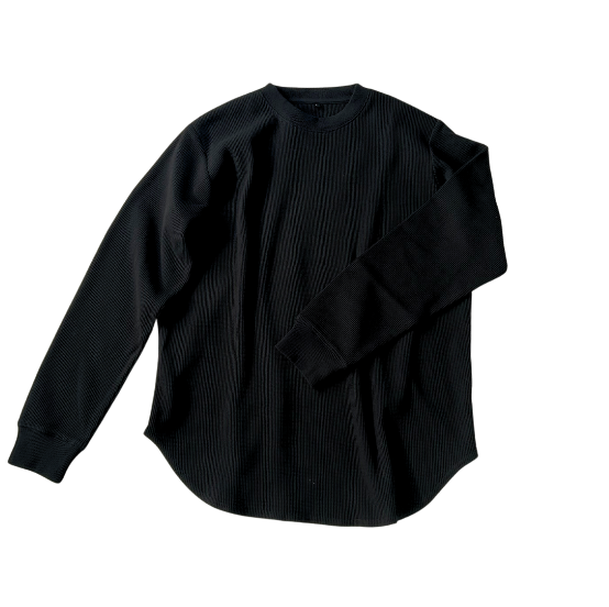 ワッフルクルーネック長袖Tシャツ