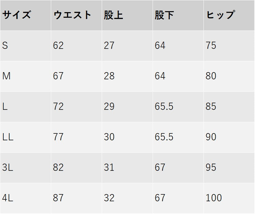 サイズチャート