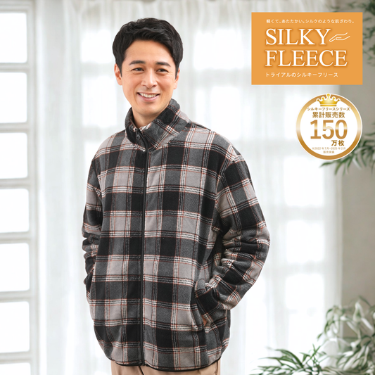 シルキーフリースジャケット総柄