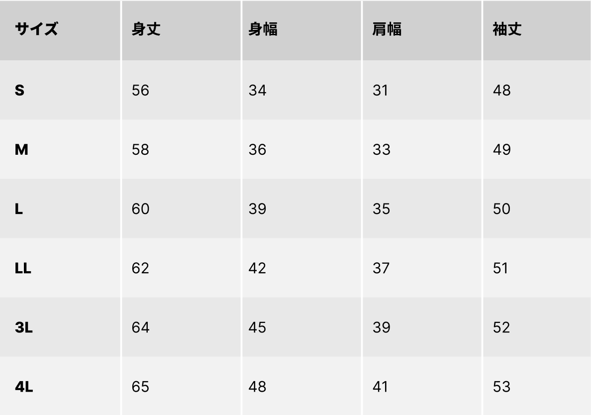 サイズチャート