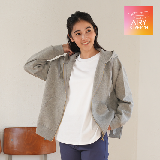 【AIRY】ストレッチ スウェット ジップパーカー