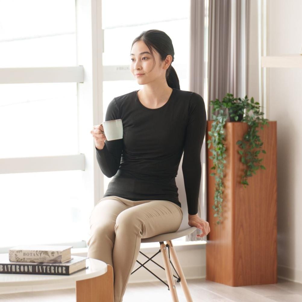 WOMEN オンフィールUネックT/9分袖