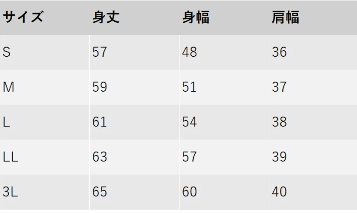 サイズチャート