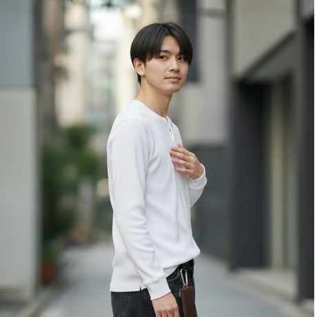 ワッフルヘンリーネックTシャツ(2025年新作)