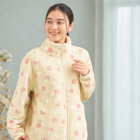 シルキーフリースジャケット総柄