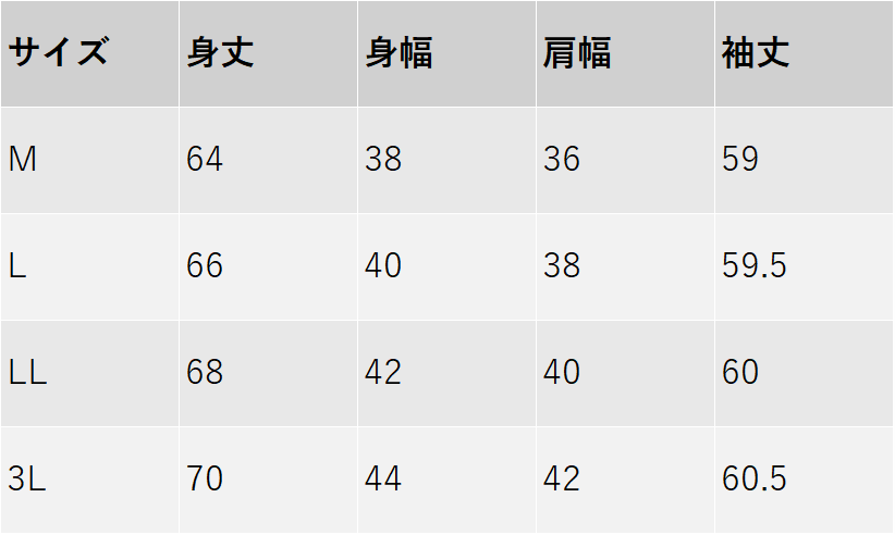 サイズチャート