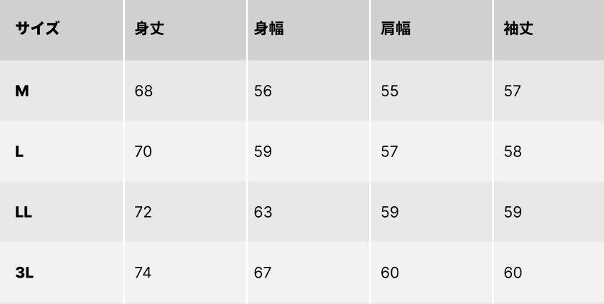 サイズチャート