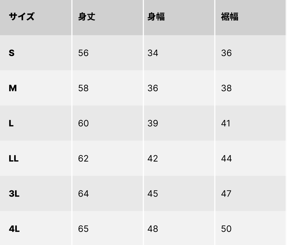 サイズチャート