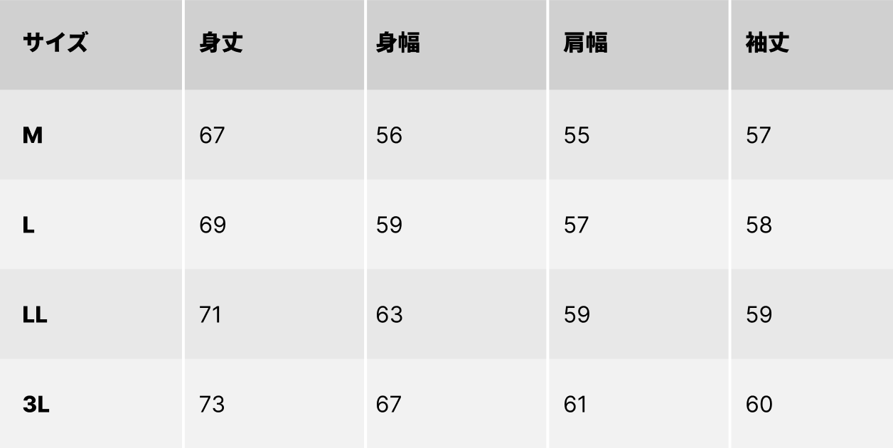 サイズチャート