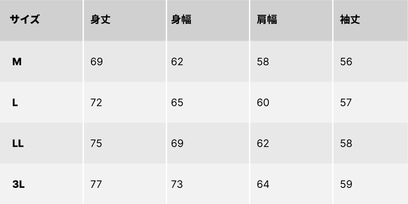 サイズチャート