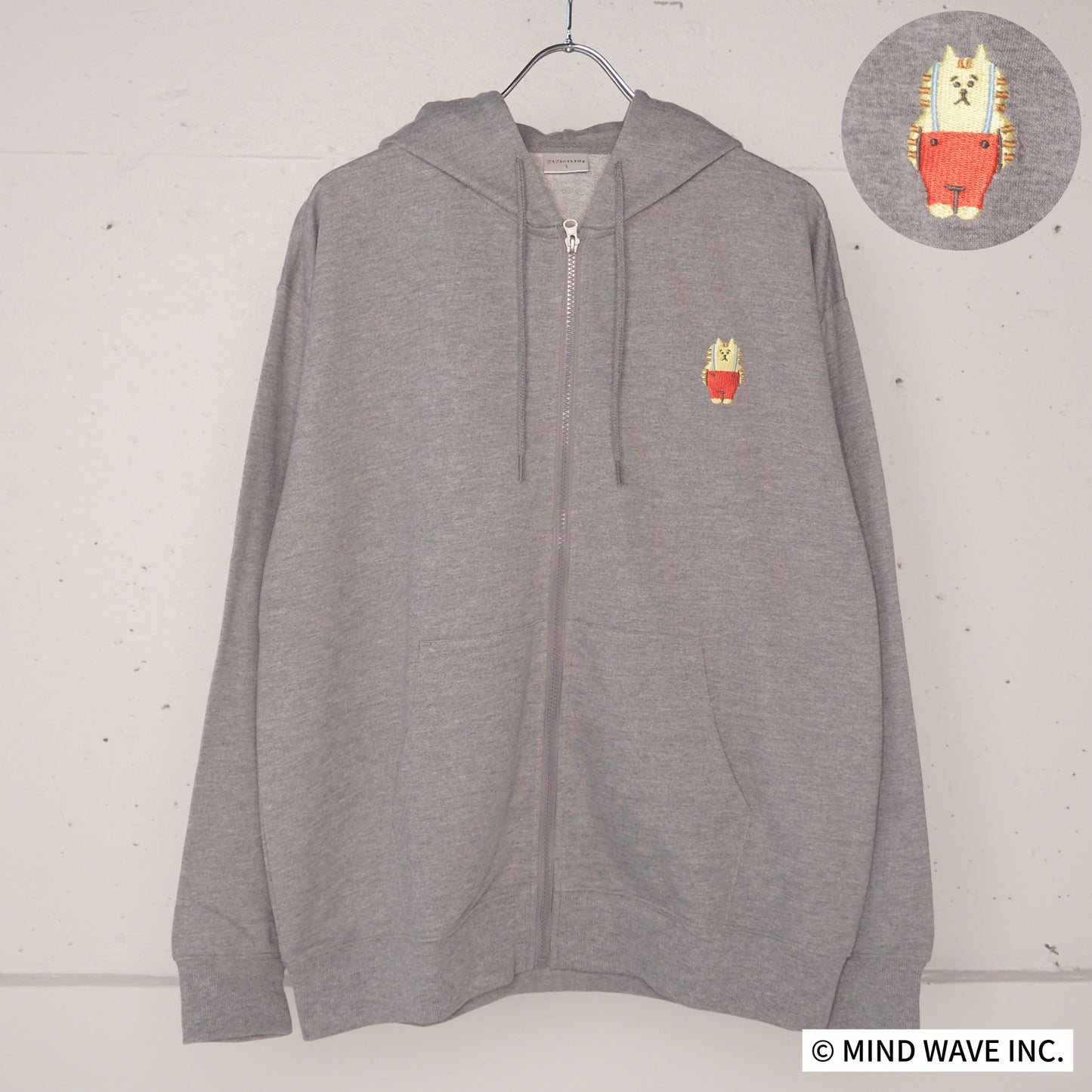 ごろごろにゃんすけ刺繍ZIPパーカー